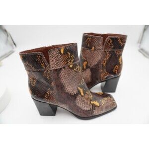 Franco Sarto Women's Generous Snakeskin Embossed Ankle Boots Block Heels Size 9M